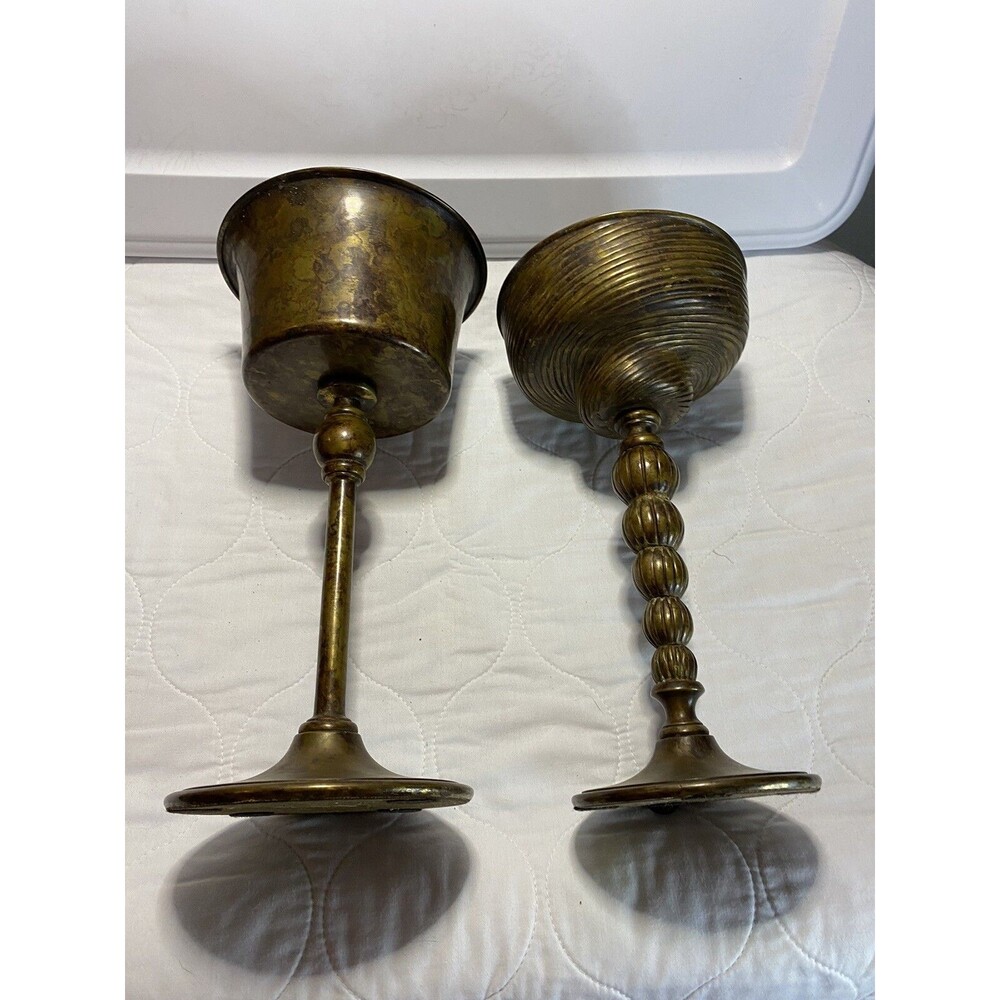 2 Maitland Smith Heavy Brass Candle Holders 11-11.5”Handmade In The Philippines - Picture 3 of 16